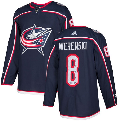 Adidas Columbus Blue Jackets #8 Zach Werenski Navy Blue Home Authentic Stitched Youth NHL Jersey